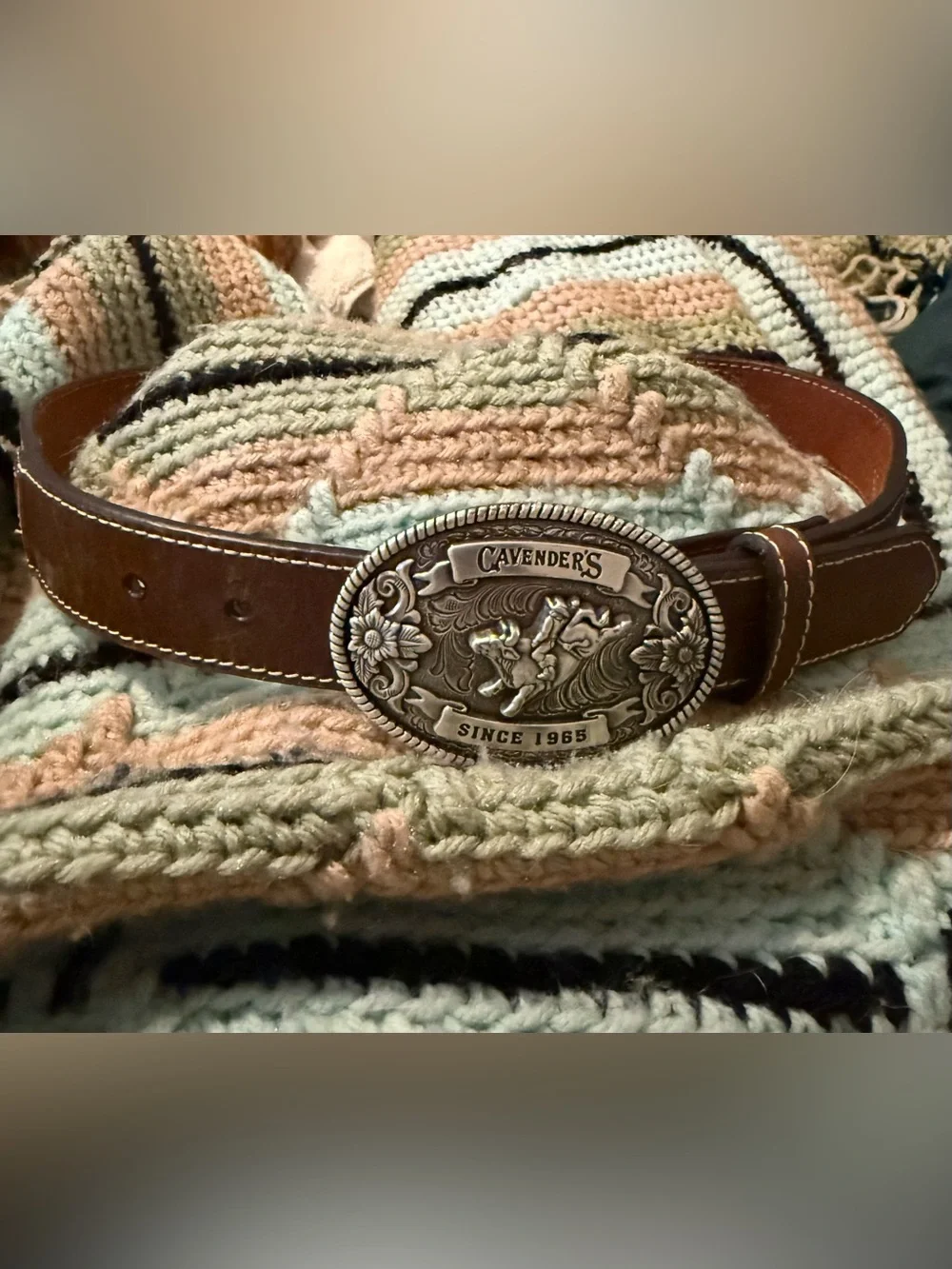 Cavender’s Girls Brown Leather Western Belt with Silver Buckle Size 26